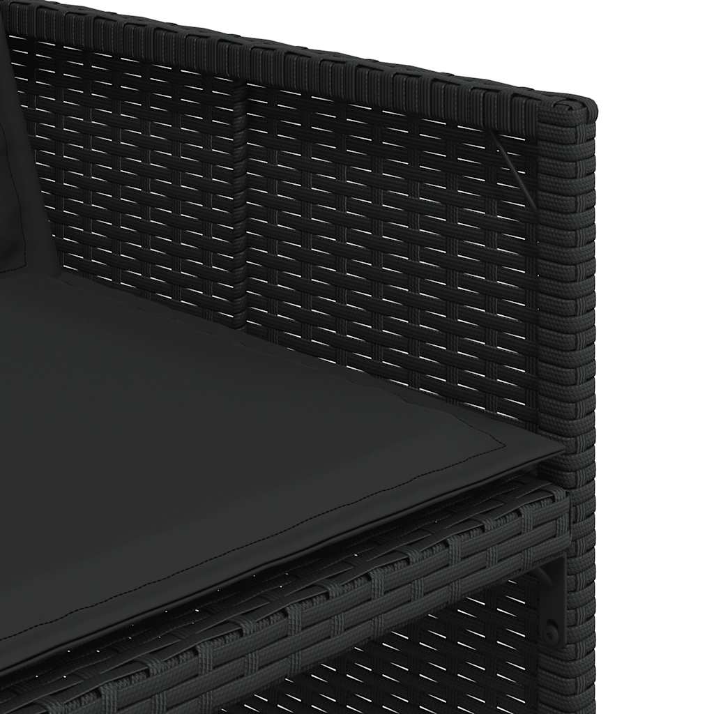Set da Pranzo da Giardino 9 pz con Cuscini Nero in Polyrattan | homemem39