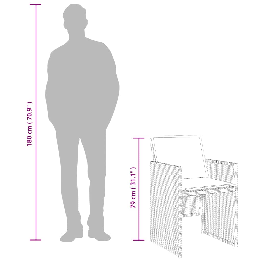 Set da Pranzo da Giardino 9 pz con Cuscini Beige in Polyrattan | homemem39