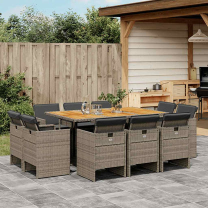 Set da Pranzo da Giardino 11pz con Cuscini in Polyrattan Grigio | homemem39