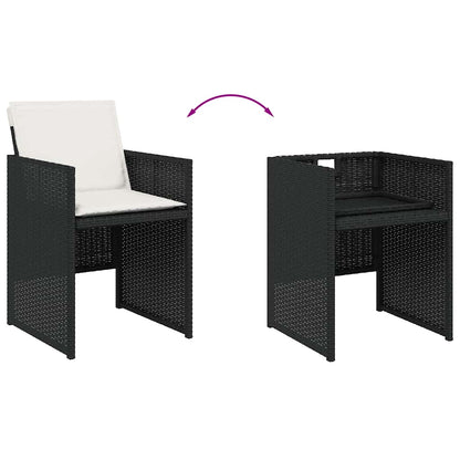 Set da Pranzo da Giardino 13pz con Cuscini Nero in Polyrattan | homemem39