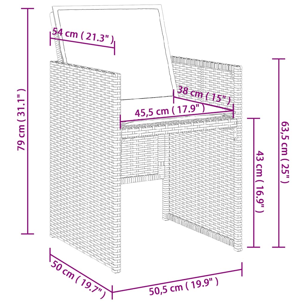 Set da Pranzo da Giardino 13pz con Cuscini Nero in Polyrattan | homemem39