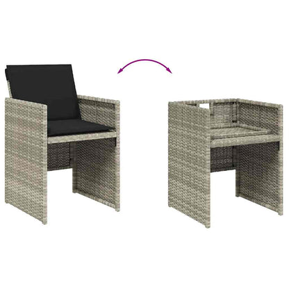 Set da Pranzo da Giardino 13pz con Cuscini Grigio in Polyrattan | homemem39