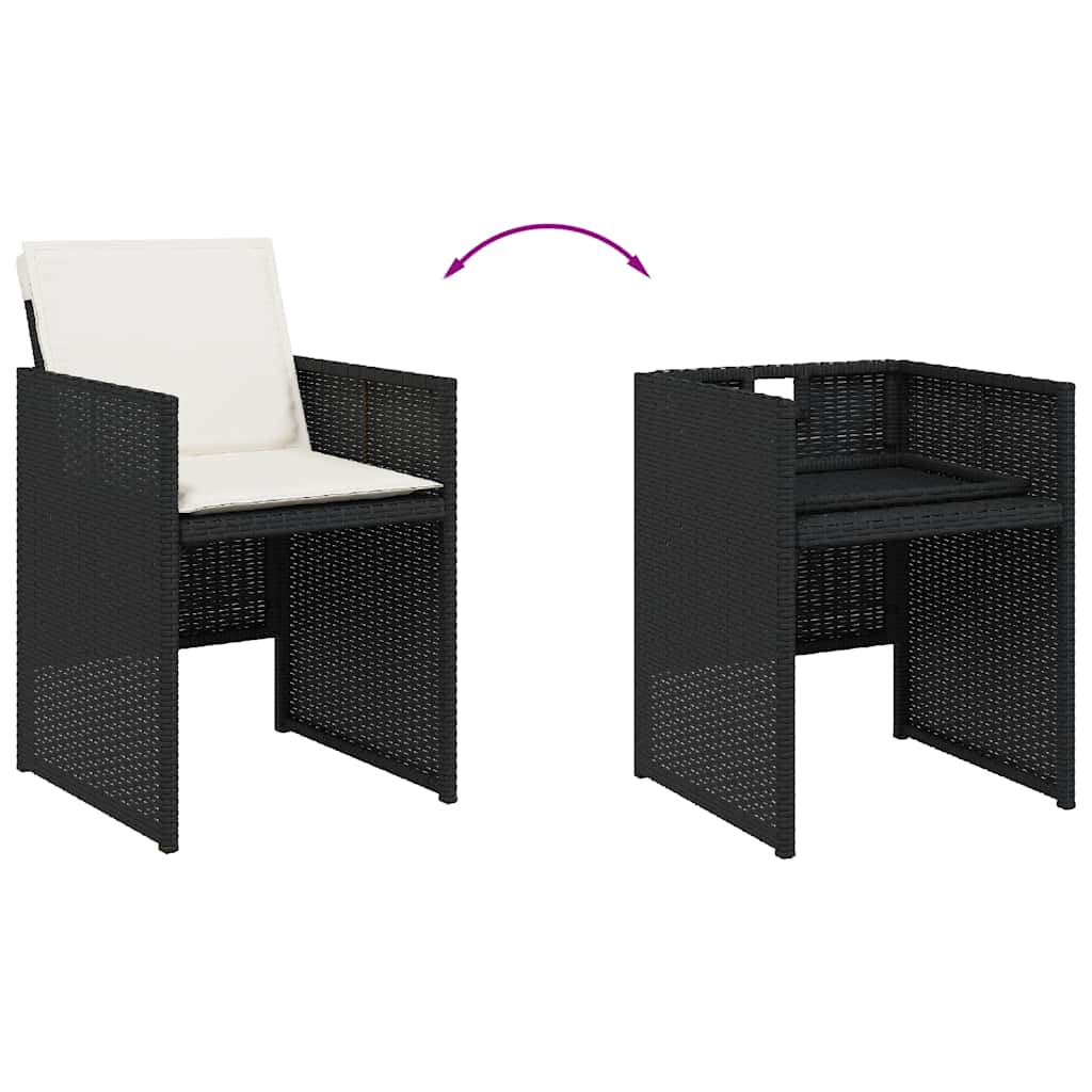 Set da Pranzo da Giardino 15 pz con Cuscini Nero in Polyrattan | homemem39