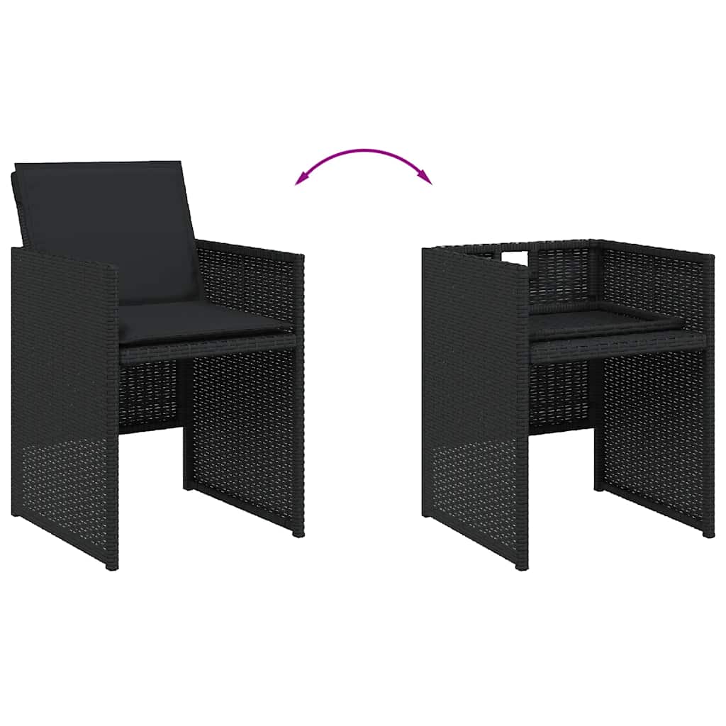 Set da Pranzo da Giardino 15 pz con Cuscini Nero in Polyrattan | homemem39