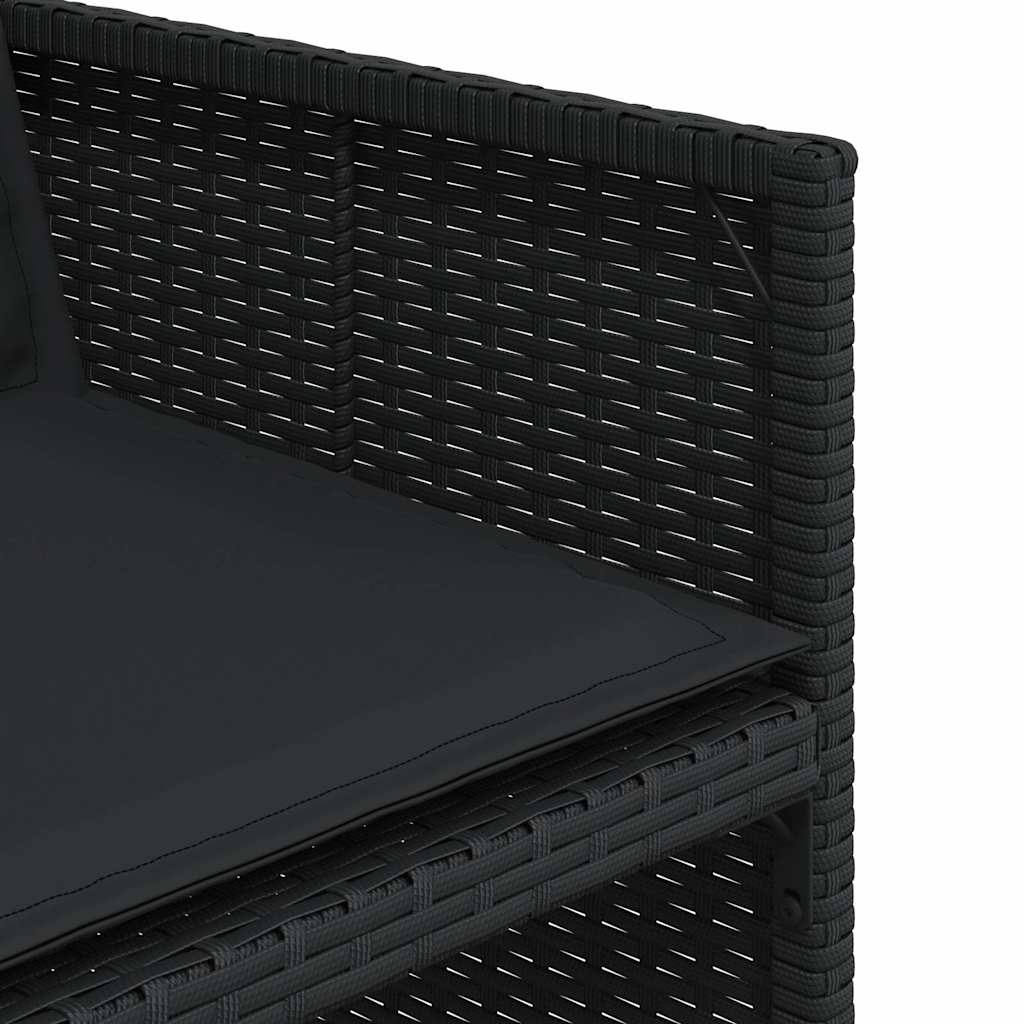 Set da Pranzo da Giardino 15 pz con Cuscini Nero in Polyrattan | homemem39