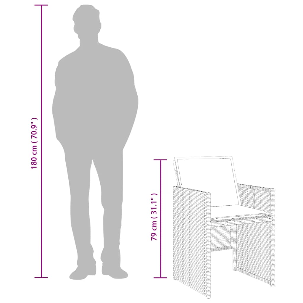 Set da Pranzo da Giardino 15 pz con Cuscini Beige in Polyrattan | homemem39