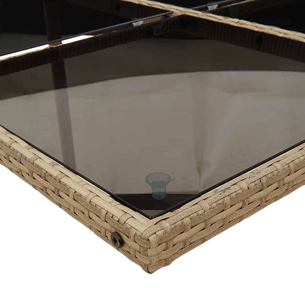 Set Pranzo da Giardino 15 pz con Cuscini Beige Misto Polyrattan - homemem39