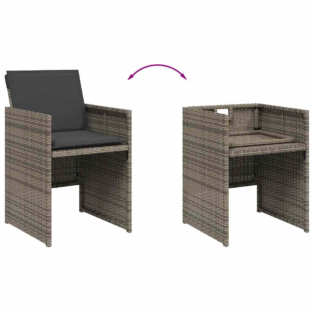 Set da Pranzo da Giardino 15 pz con Cuscini Grigio Polyrattan | homemem39
