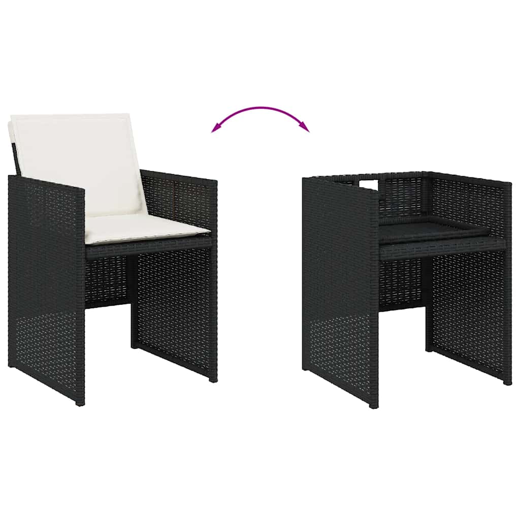 Set da Pranzo da Giardino 15 pz con Cuscini Nero in Polyrattan | homemem39