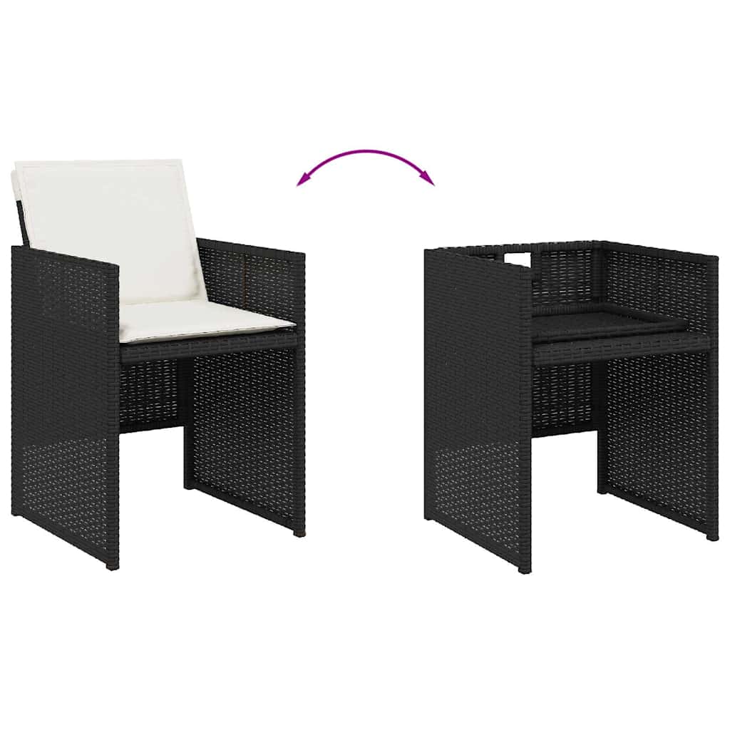 Set da Pranzo da Giardino 17 pz con Cuscini Nero in Polyrattan | homemem39