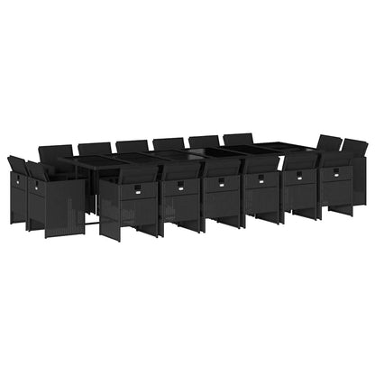 Set da Pranzo da Giardino 17 pz con Cuscini Nero in Polyrattan | homemem39
