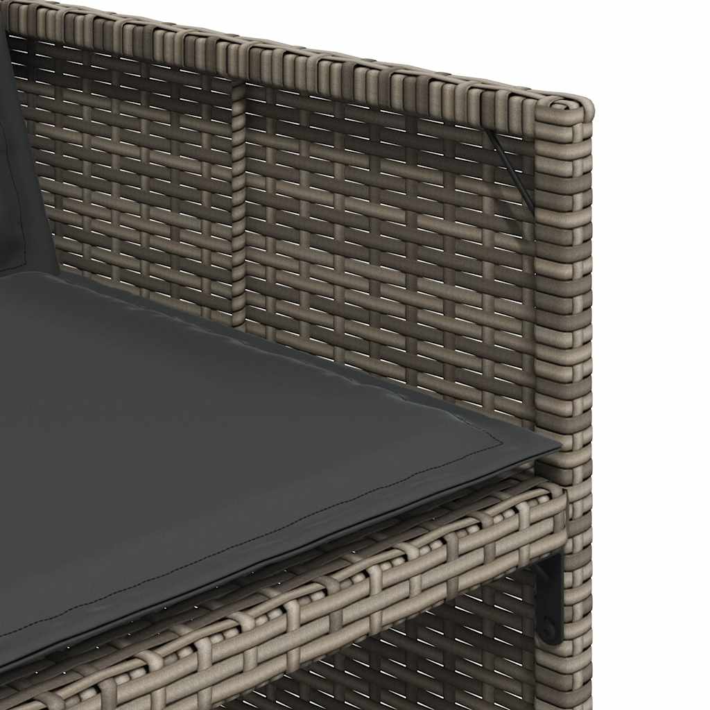 Set da Pranzo da Giardino 17pz con Cuscini Grigio in Polyrattan | homemem39