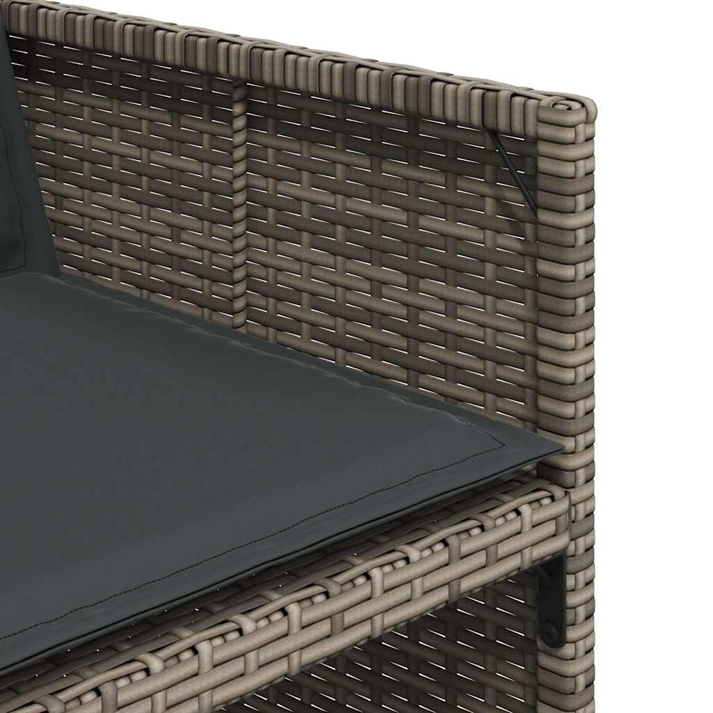 Set da Pranzo da Giardino 17pz con Cuscini Grigio in Polyrattan | homemem39