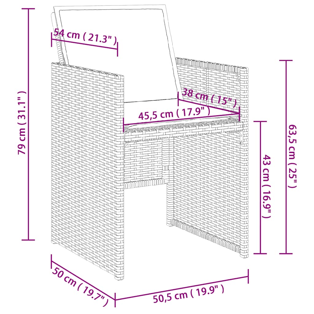 Set da Pranzo da Giardino 17pz con Cuscini Grigio in Polyrattan | homemem39