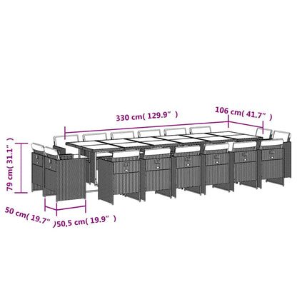 Set da Pranzo da Giardino 17 pz con Cuscini Nero in Polyrattan | homemem39