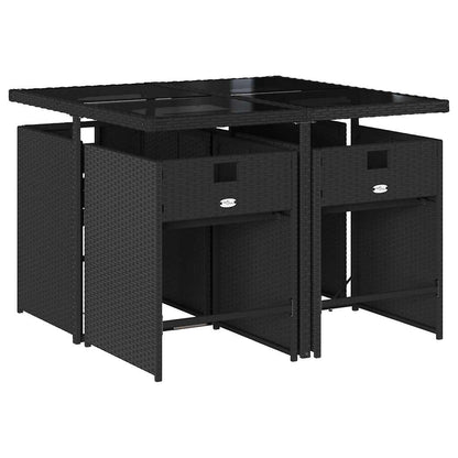 Set da Pranzo da Giardino 5 pz Nero con Cuscini in Polyrattan | homemem39
