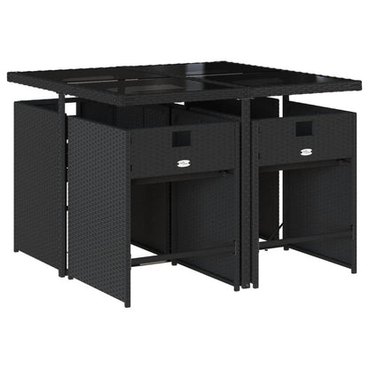 Set da Pranzo da Giardino 5 pz Nero con Cuscini in Polyrattan - homemem39