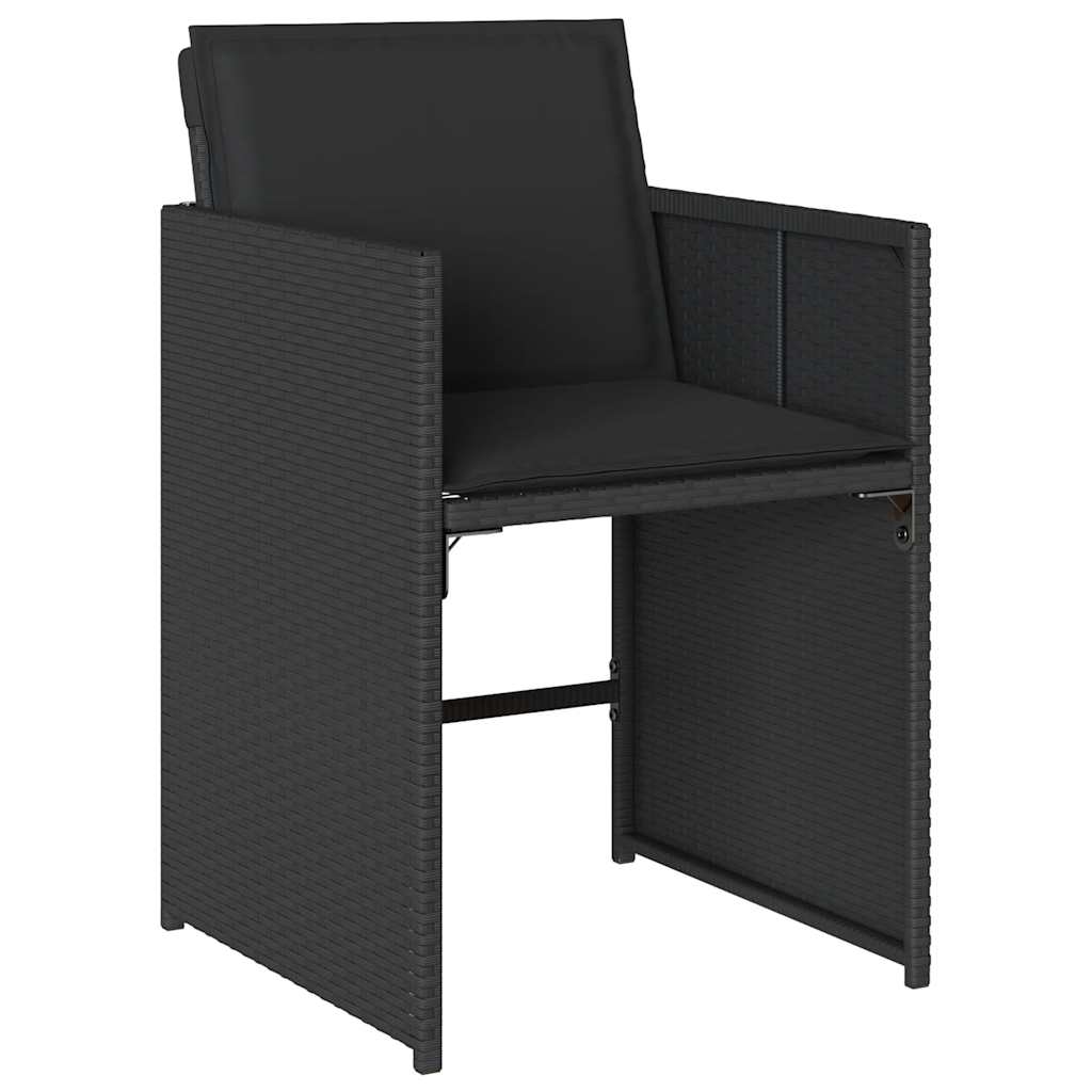 Set da Pranzo da Giardino 5 pz Nero con Cuscini in Polyrattan | homemem39