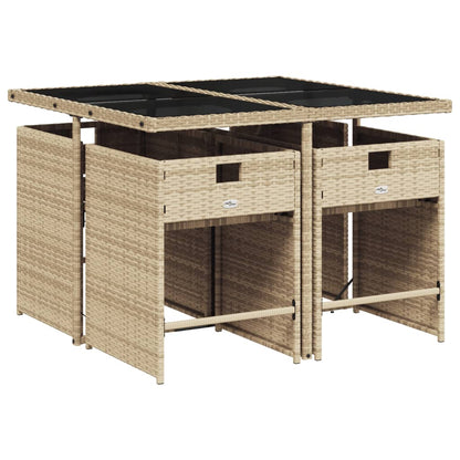 Set da Pranzo da Giardino 5 pz con Cuscini Beige in Polyrattan | homemem39