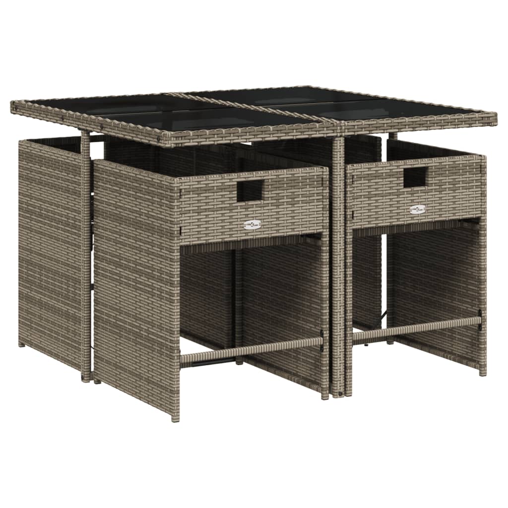 Set da pranzo da giardino da 5 pz con Cuscini in Polyrattan Grigio | homemem39