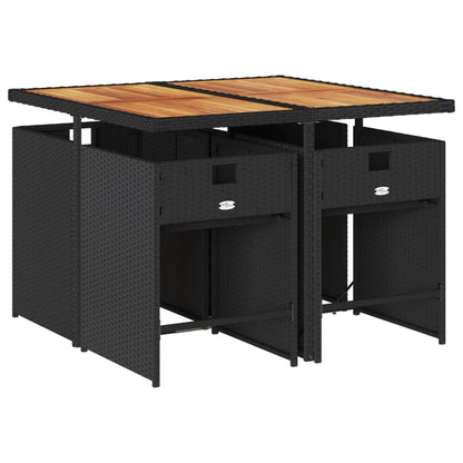 Set da Pranzo da Giardino 5 pz Nero con Cuscini in Polyrattan | homemem39