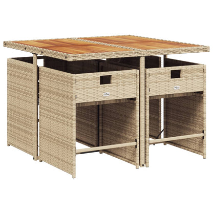 Set da Pranzo da Giardino 5 pz con Cuscini Beige in Polyrattan | homemem39