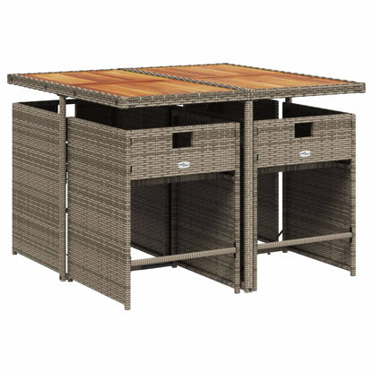 Set da pranzo da giardino da 5 pz con Cuscini in Polyrattan Grigio | homemem39