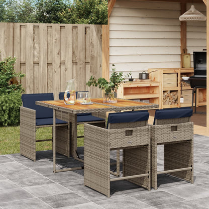 Set da pranzo da giardino da 5 pz con Cuscini in Polyrattan Grigio | homemem39