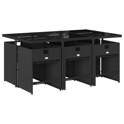 Set da Pranzo da Giardino 7 pz Nero con Cuscini in Polyrattan | homemem39