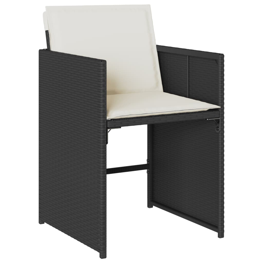 Set da Pranzo da Giardino 7 pz Nero con Cuscini in Polyrattan | homemem39