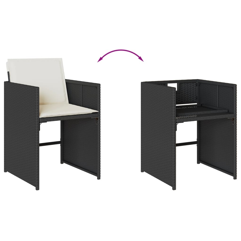 Set da Pranzo da Giardino 7 pz Nero con Cuscini in Polyrattan | homemem39
