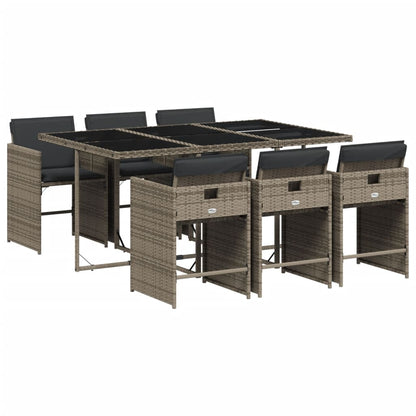 Set da Pranzo da Giardino 7 pz con Cuscini in Polyrattan Grigio | homemem39