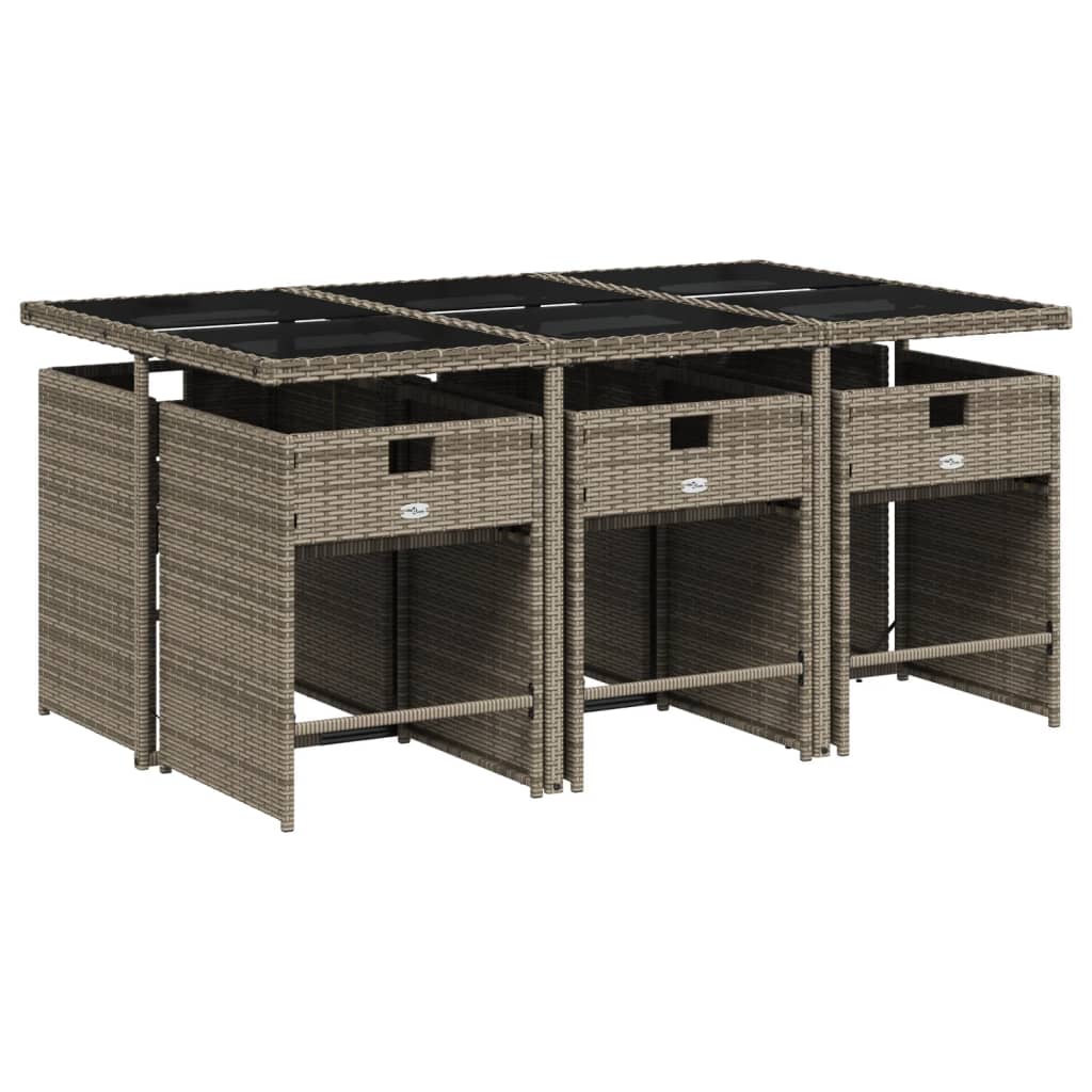 Set da Pranzo da Giardino 7 pz con Cuscini in Polyrattan Grigio | homemem39