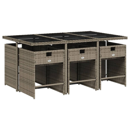 Set da Pranzo da Giardino 7 pz con Cuscini in Polyrattan Grigio | homemem39