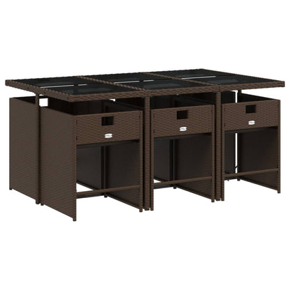 Set da Pranzo da Giardino 7pz con Cuscini in Polyrattan Marrone | homemem39