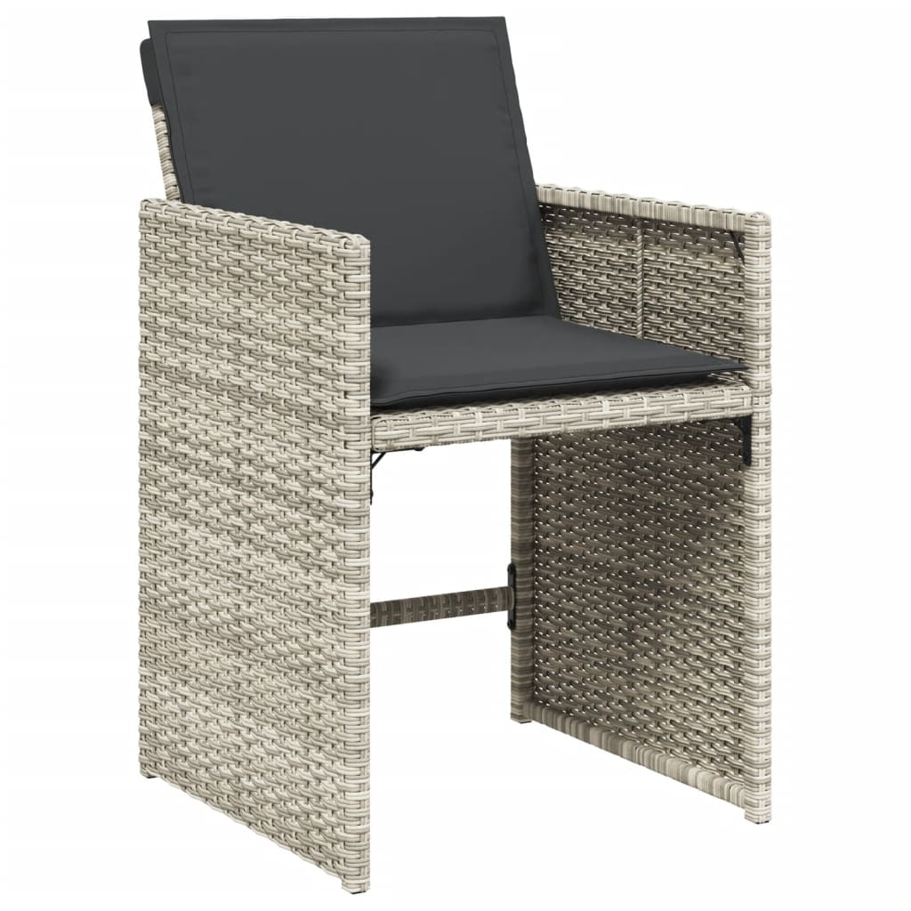 Set da Pranzo da Giardino 7 pz Cuscini Polyrattan Grigio Chiaro | homemem39
