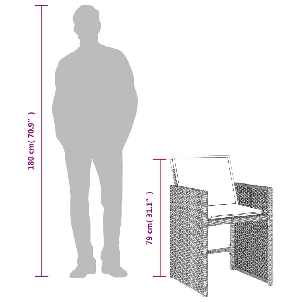 Set da Pranzo da Giardino 7 pz Cuscini Polyrattan Grigio Chiaro | homemem39