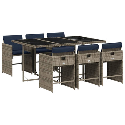 Set da pranzo da giardino da 7 pz con Cuscini in Polyrattan Grigio | homemem39
