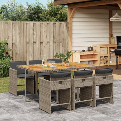 Set da Pranzo da Giardino 7 pz con Cuscini in Polyrattan Grigio | homemem39
