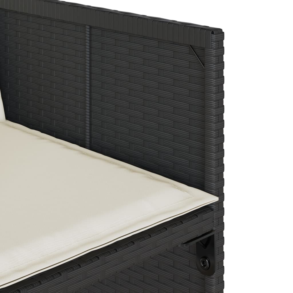 Set da Pranzo da Giardino 7 pz Nero con Cuscini in Polyrattan - homemem39