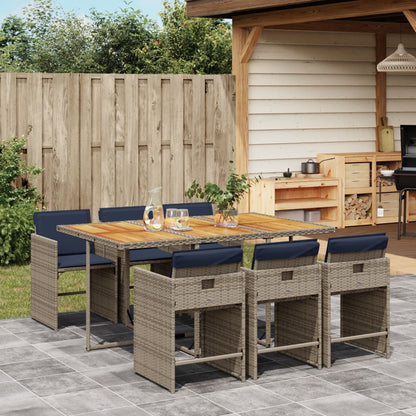Set da pranzo da giardino da 7 pz con Cuscini in Polyrattan Grigio | homemem39