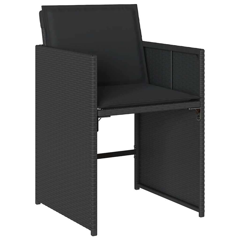 Set da Pranzo da Giardino 9 pz con Cuscini Nero in Polyrattan | homemem39