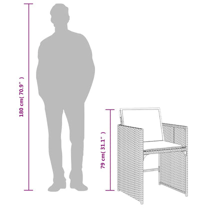 Set da Pranzo da Giardino 9 pz con Cuscini Nero in Polyrattan | homemem39