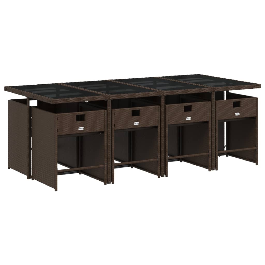 Set da Pranzo da Giardino 9pz con Cuscini Marrone in Polyrattan | homemem39