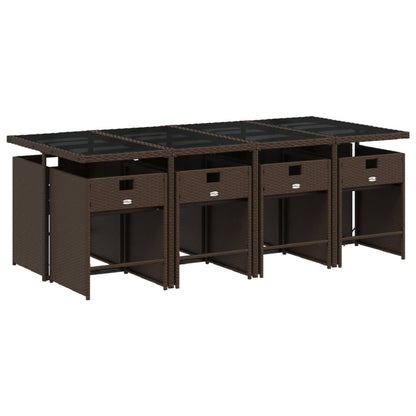 Set da Pranzo da Giardino 9pz con Cuscini Marrone in Polyrattan | homemem39