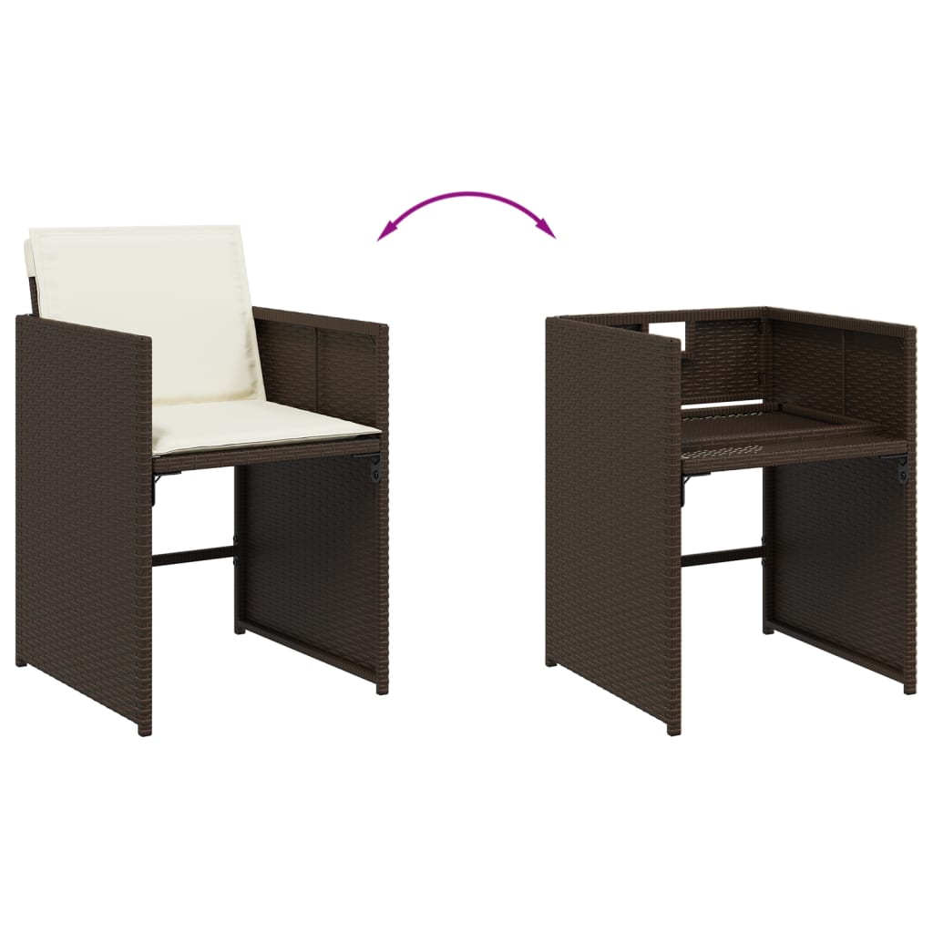 Set da Pranzo da Giardino 9pz con Cuscini Marrone in Polyrattan - homemem39