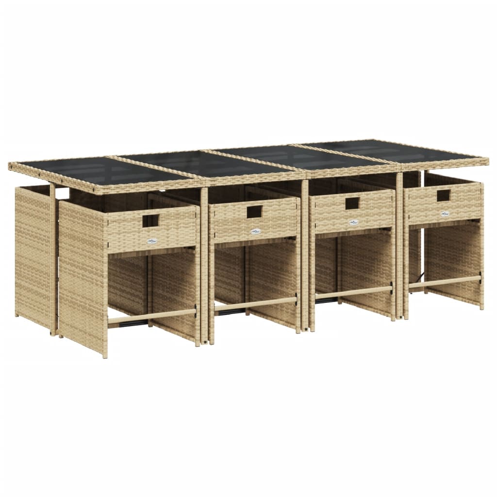 Set Pranzo da Giardino 9 pz con Cuscini Beige Misto Polyrattan | homemem39