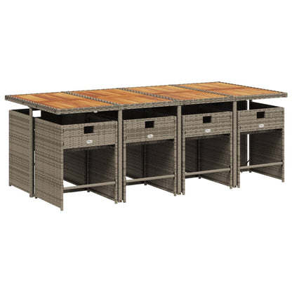 Set da pranzo da giardino da 9 pz con Cuscini in Polyrattan Grigio | homemem39
