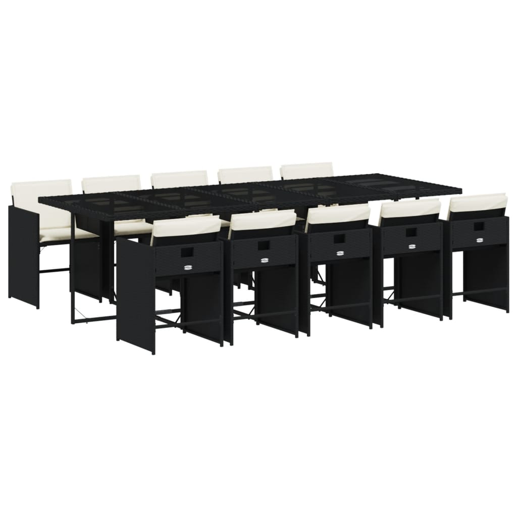 Set da Pranzo da Giardino 11 pz con Cuscini in Polyrattan Nero | homemem39