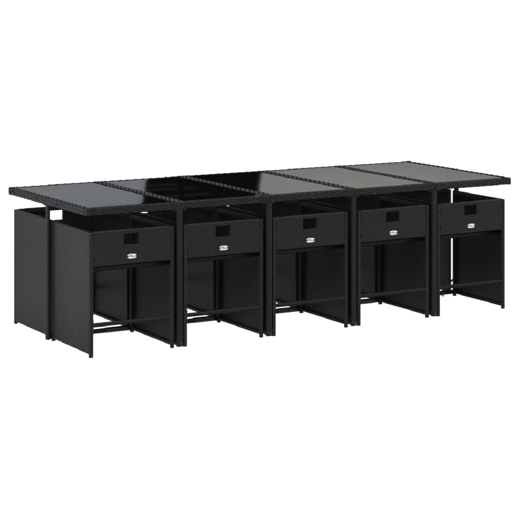 Set da Pranzo da Giardino 11 pz con Cuscini in Polyrattan Nero | homemem39